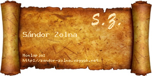 Sándor Zolna névjegykártya