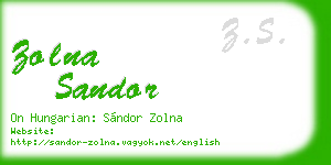 zolna sandor business card